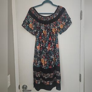 LOFT short sleeve floral dress, xxs petite